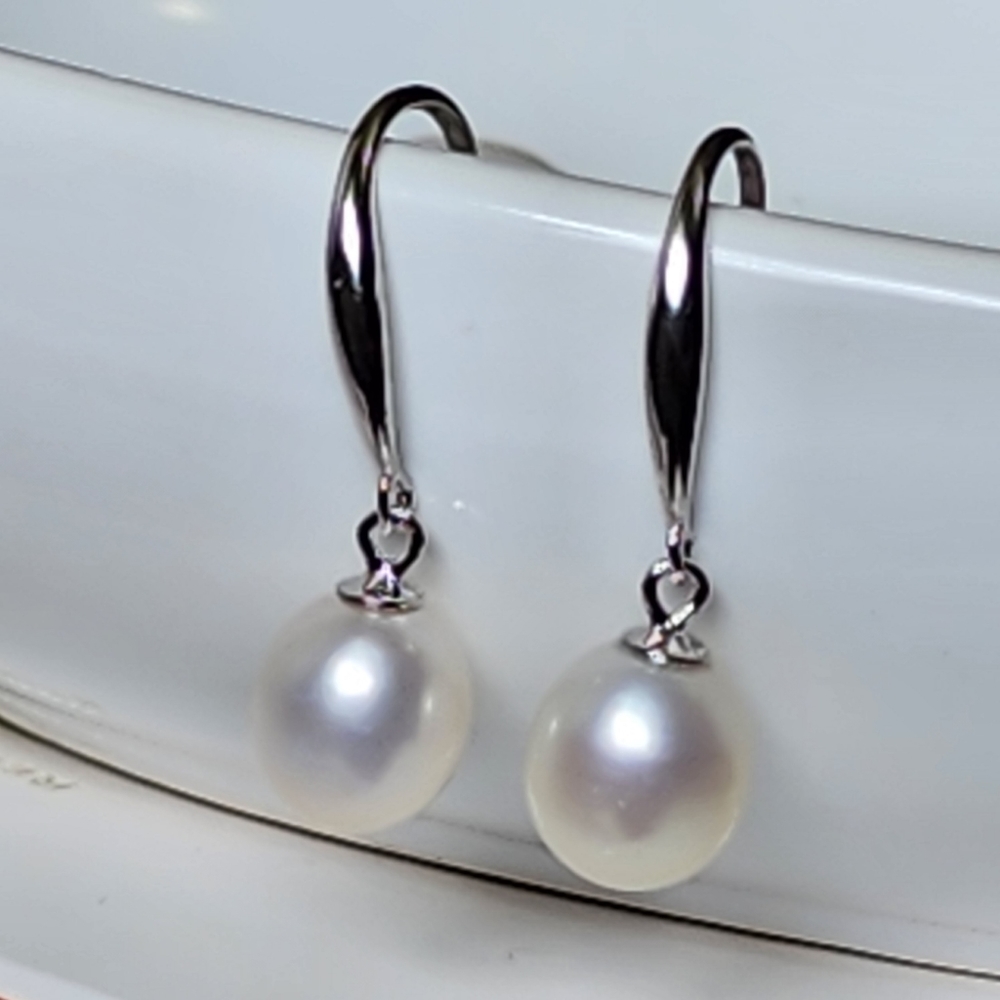925 Sterling Silver White Freshwater Pearl Necklace And Earring Jewelry Set - Picture 13 of 16